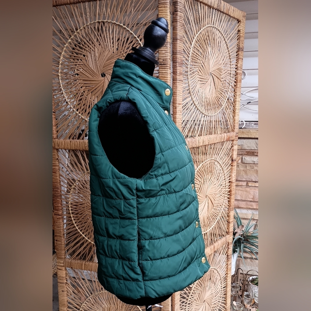 Michael Kors Green Puffer Vest with Gold Buttons_M - Picture 3 of 7